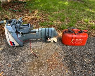 Evinrude motor with Marine gas can