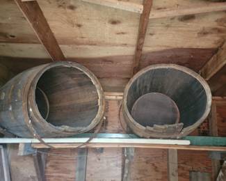Large wooden barrels