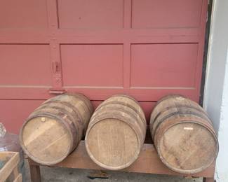 Antique wood barrels