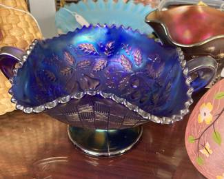 Blue Carnival Glass
