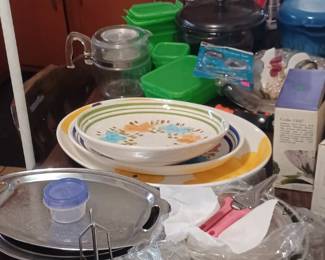 Dishes and platters. Some corningware still in box