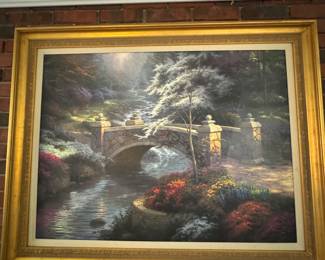 Thomas Kinkade large 4' x 3' beautifully framed art “Bridge of Hope” 