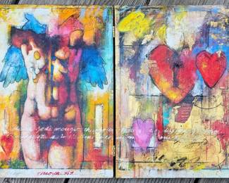 James Morphesis mixed media Dyptych