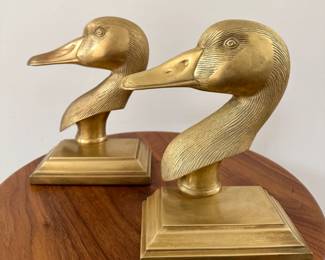 Brass duck bookends.
