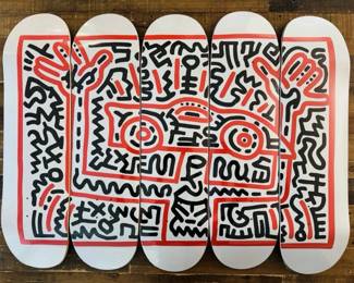 Keith Haring skateboard deck murral by Skateroom.