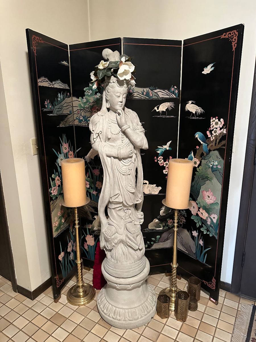 Room Divider, Buddhist Statue, Floor Standing Candle Holders