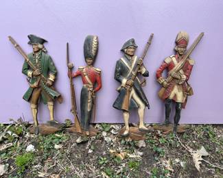 Set of 4 Sexton Soldier Wall Hangings from the American Revolution Era (Metal)