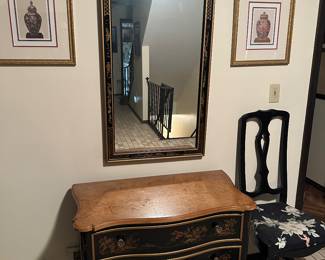Wall Mirror and Framed Art, Chinoiserie