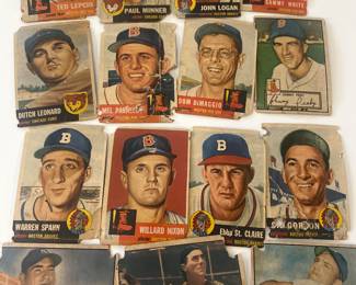 1952 & 53 Topps Baseball Cards Featuring: Warren Spahn, Johnny Pesky, Dom DiMaggio, Johnny Mize and More