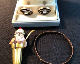 Per of Hawaii Pearl Cufflinks, Bob Mackie Sundae Brooch