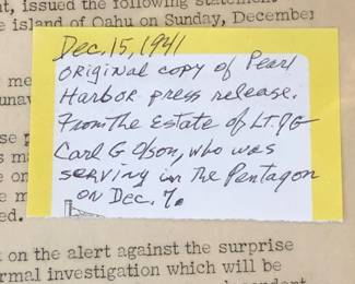 Pearl Harbor Press Release Note