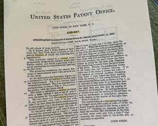 Copy of Patent Application for John Stein Cabinet