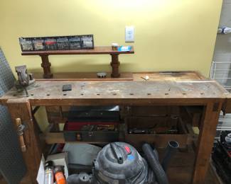 Antique Woodworker Bench YOU CAN MAKE INTO A VERY, VERY COOL BAR!!!