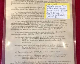 Copy of Original Pearl Harbor Attack Press Release