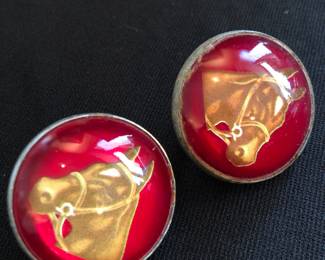 Pair Bridle Rosettes Horse Head Chapman