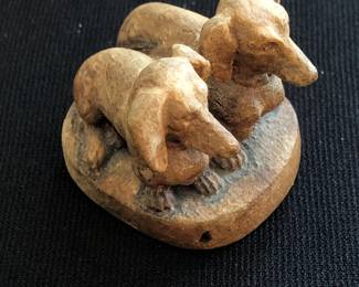 Vintage German Wood hand-carved Dachshunds