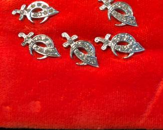 Vintage Sterling Silver Shriners Rhinestone Tie Tacks