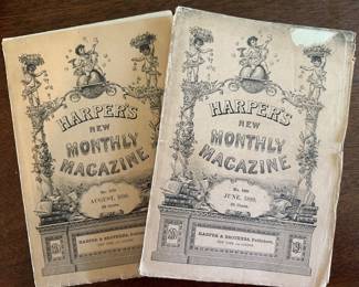Antique Harpers Monthly Magazines.