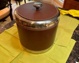Hampton Home Leather Bound Stainless Steel Ice Bucket