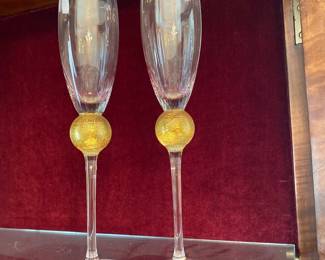 Union Street Glass Manhattan Gold Champagne Flutes