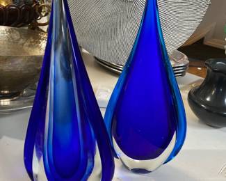 Hand Blown Water Drop Sommerso Art Glass Sculpture