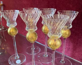 Union Street Glass Manhattan Gold Candle Sticks