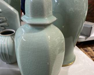 Nora Fenton Green Celadon Urn Ginger Jar