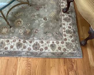 Oriental Taupe Wool Area Rug