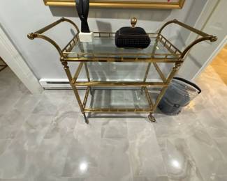 Mid Century Brass Bar Cart