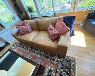 Crate & Barrel Axis 2-Seat 88" Leather Queen Sleeper