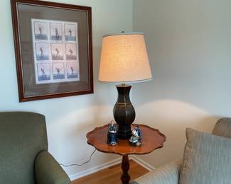 Beautiful pie crust table and very heavy lamp