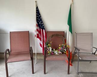 Outdoor chairs,flags