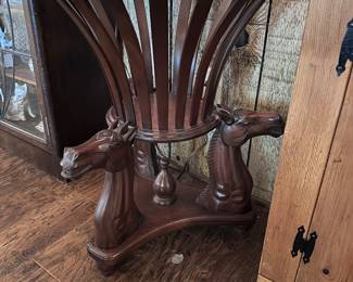 Mahogany hand carved horse table