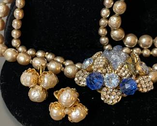 Miriam Haskel pearl necklace and earrings. 1940’s