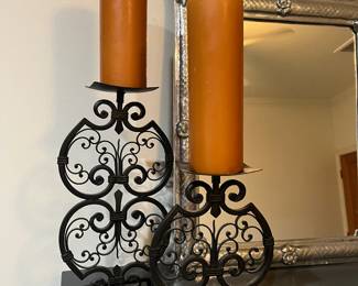 Pair metal candlesticks