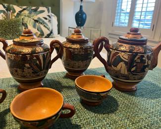 Vintage Mexican tea set , Hand painted