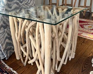 Glass top twig end table