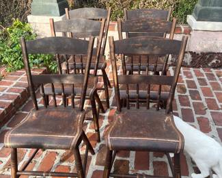 6 early American painted Windsor chairs