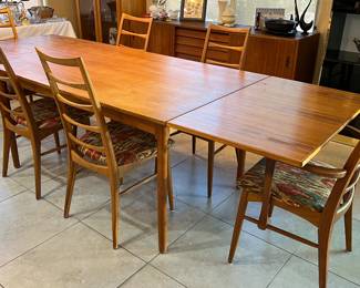Made in Denmark by Niels Koefoeds Hornslet Dining Table w Extensions, 5 Liz Chairs and 1 Arm Chair