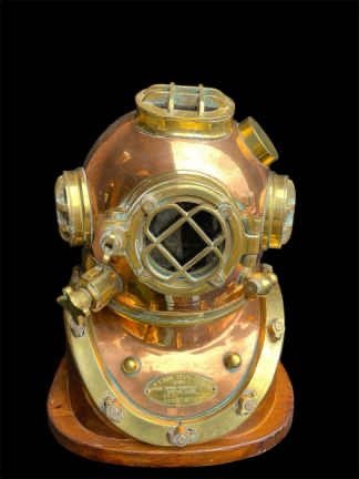 U.S. Navy 1941 Diving Helmet Mark V * Morse Diving Equipment Co Inc Boston Mass * Copper/Brass