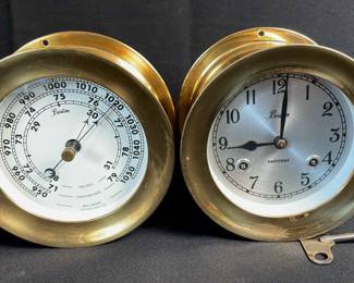 Boston Shipstrike Brass Clock * Boston Ships Bell Chelsea Clock Company Barometer