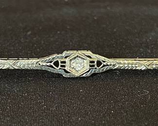 14K Gold Pin with Diamond & Sapphires Tested