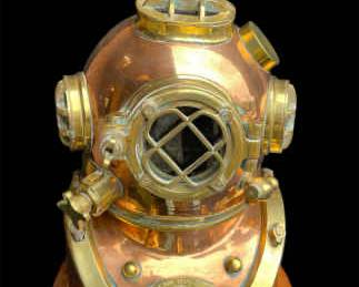 U.S. Navy 1941 Diving Helmet Mark V * Morse Diving Equipment Co Inc Boston Mass * Copper/Brass
