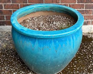 Large Ceramic Turquoise Blue Outdoor Planter