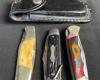 Three Multi Blade Pocket Knives * Deer Slayer Classic * Forest - Master