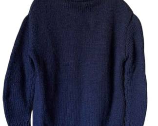 Size Approximately Large Unisex Handmade Thick CableKnit Fisherman’s Turtleneck Sweater * Navy Blue