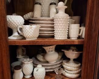White hobnail glass