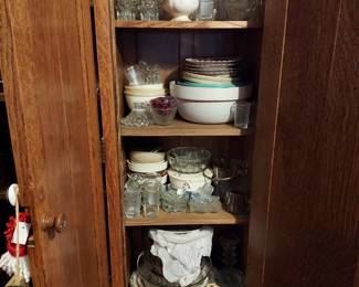 various antique dishes and glassware