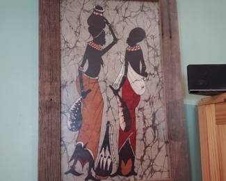 Framed African cloth art