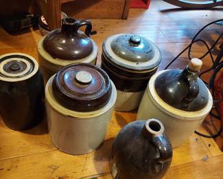 various crocks and jugs